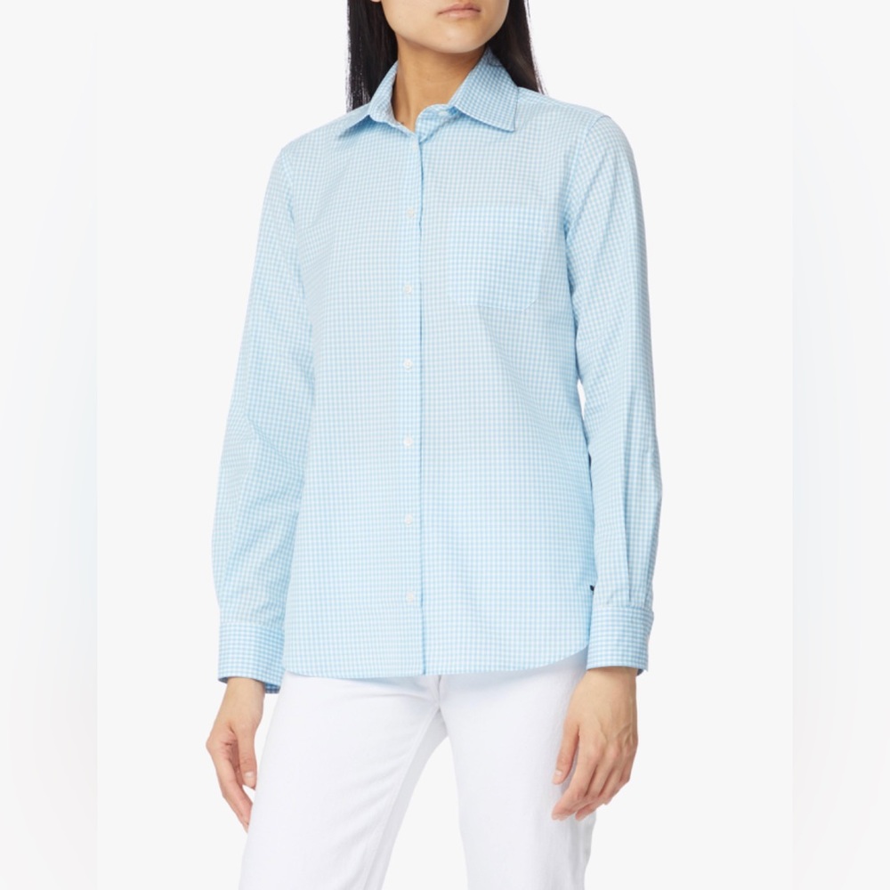 MaxMara Weekend • Filippo Cotton Blouse in Azure & White • US 2 • Retail $295